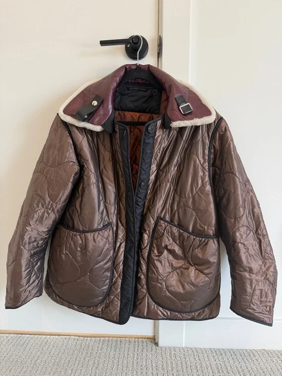 Marfa Stance Quilted Jacket with Reversible (shearling & leather) Collar - Picture 4 of 5